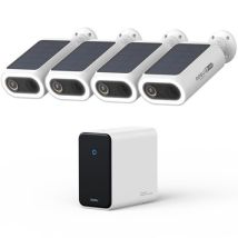 Aosu - 2k Überwachungskamera Aussen Solar Akku 4 Cam-kit Mit Station Integrierte Solarplatte 0 Gebühr 32gb Lokaler Speicher Ai Personerkennung Licht- 