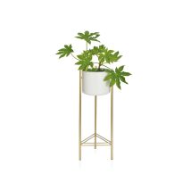 Andrea House Ax69045 Macetero Metal Blanco-dorado 28x28x80 Cm - Ref: Ax69045