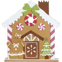 House Of Seasons Pfefferkuchenhaus Polyester 41 X 37 X 6 Cm Braun-rot Figur