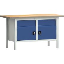 Klw-lutz Betriebseinrichtungen Werkbank Pw 700 B1500xt700xh840mm Buche Multiplex Grau Enzianblau 2schubl.2türen - Wns177n-1500m40-e1650 7035/501