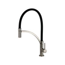 Pollini Acqua Design - Mezclador De Fregadero De Cocina De Acero Cepillado Con Caño De Silicona Negra Pollini Senso Mxcumc27cz2 Acero Inoxidable 