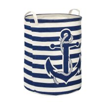 Wadiga – Anchor Laundry Bag – Cotton, Polyester, Rayon – Stylish Blue Stripes with Anchor Design