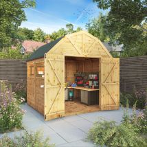 Waltons - 10 X 8 Feet Premium Shiplap Dutch Barn Shed - Timber - L297 X W253.9 X H262.6 Cm - Brown