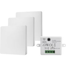 230v Wireless Switch, 10a 433mhz Wireless Two-way Switch, Battery-free Radio Controlled Lighting Switch, 30m Range, No Wiring Required, 1 Receiver, 3 