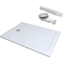 Duschwanne Acrylwanne Duschtasse Dusche 40mm Superflache Weiß Mit Erhöhte Kante, Rechteckig 100x80cm