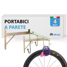 Andrys - Portabici A Parete Smontabile Da Esterno Ed Interno Con Anelli Per Lucchetto Antifurto, Con Tappi In Pvc Nero, In Acciaio, Colore Tropical 