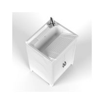 Mongardi - Schrank Mit Waschbecken Aus Harz 60x50 Für Aussen Und Innen Mit Waschbrett