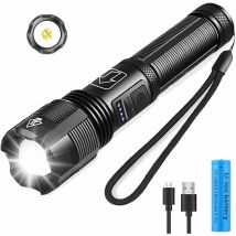 Torce Led -xhp50 3000 Lumen- Con Batteria Ricaricabile 18650, 3800mah/zoom/impermeabile/5 Modalità Di Luminosità, Per Campeggio, Escursionismo Ed 