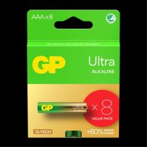 Piles Alcalines Gp Ultra Aaa Lr03 Paquet De 8