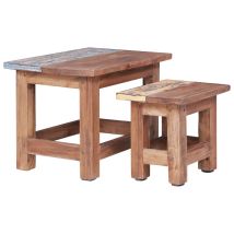 Bonnevie - Satztische 2 Stk. Altholz Massiv Cfw896426