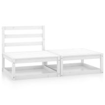 Muebles De Jardín Muebles De Exterior Conjunto De Muebles 2 Piezas Madera Maciza De Pino Blanco 020015909