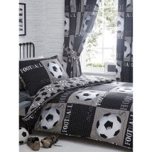 Portfolio Home - Parure De Lit Réversible Football Noir Gris Et Blanc -138 X 200 Cm