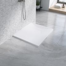 Duschwanne Duschtasse Flach Rechteckig Smc Steinoptik Weiß 90x80 Cm Zuschneidbar Ohne Ablaufgarnitur