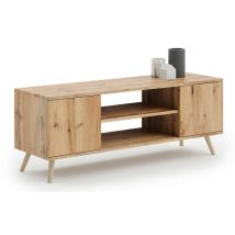 Mueble FOCUS RTV 135 cm roble dorado – Estilo escandinavo – Almacenamiento práctico – Alta calidad – Fácil de mover