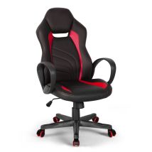 Poltrona Ufficio Gaming Ergonomica Similpelle Rosso Nero Buriram Fire