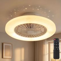 Ventilatore Da Soffitto Con Telecomando Plafoniera Con Ventilatore Lampada Ventilatore Dimmerabile, Timer Cct Effetto Stella, Led 30w 1800lm 3000-
