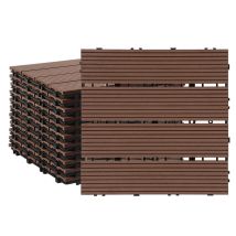 Randaco Set Di 110 Piastrelle Per Terrazza In Wpc A 4 Doghe 10 M², 30 X 30 Cm, Piastrelle Agganciabili In Composito Di Legno Marrone
