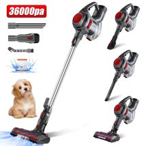 Authmic - Bodenstaubsauger – 40000 Pa, 400 W, 5-in-1 Mit Hepa-filtersystem – 55 Min. Laufzeit – Abnehmbare Batterie – Rot