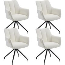 Chairus Dinging Chairs 4pcs Chenille Modern Simple Kitchen Chairs With Comfortable Backrest Swivel Armchairs For Living Room Restaurant, White