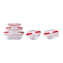 Lot De 5 Boîtes De Conservation - Pyrex - Cook & Heat - Verre - Couvercle A Valves Vapeur Spécial Micro-onde