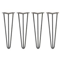 4 X 16' Hairpin Legs - 3 Prong - 10mm - Raw Steel