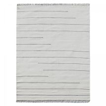 Impalo - Tapis Kilim Fait Main En Laine 160x230 Crème Et Gris Rectangle Motif Simple