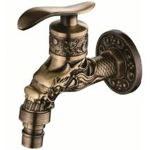 Hand Basin Tap, Washing Machine Small Tap Wall-mounted Carved Zinc Alloy Antique Brass Bibcock Decorative Outdoor Tap