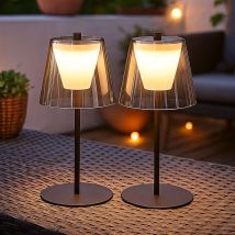 Fischer Leuchten - Lampe De Table Led Touchdimmer Lampe D'Extérieur Verre Fumé Lampe De Jardin Accu Lampe De Table, Métal Noir Sable, 2w 270lm Blanc 