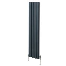 Radiatore A Colonna Ovale 1800mm X 360mm E Valvole Cromate Trv Designer Doppio Pannello Termosifone Grigio Antracite Acciaio Orizzontale Inclusi 
