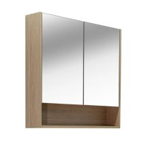 Naturel - Lucca Armoire De Toilette Assemblée 80x75 Cm, Stratifié, 4 Étagères, Miroir, Couleur Chêne (lucca80cabd)