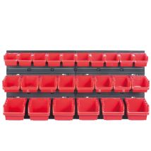 Werkzeugwand Regal Tafel Lagersystem Set Stapelkästen Werkzeughänger, Version: Kor2, 26 Teilig - Kistenberg