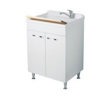 Negrari – Mobile lavanderia con sportello stondato 60x45 cm – Nobilitato idrofugo, Resina di polipropilene resistente agli acidi – 3009