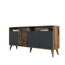 Holzanrichte "milan" - 160 X 35 X 78 Cm - Nussbaum, Anthrazit