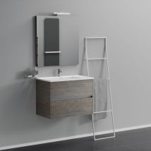 Inda - Meuble De Salle De Bain 2 Tiroirs L.80 Avec Lavabo Miroir