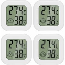 Erhope - 4pcs Mini Lcd Thermometer Indoor Hygrometer Home Termometer Suitable For Children's Rooms, Elderly Rooms Etc