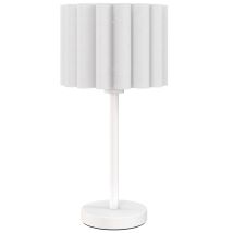 Lampe De Table Style Rétro, Lampe De Chevet, Abat-jour En Plastique, Interrupteur À Bouton-poussoir, Blanche