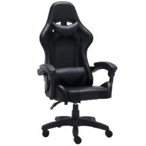 Topeshop Gaming-Stuhl REMUS Schwarz – Ergonomisch – Nacken- und Lendenkissen – Gesamthöhe 115-125 cm – Sitzhöhe 44-54 cm
