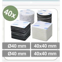 Quadrios 25ca688 Punti A Strappo Da Incollare Lato Morbido E Lato Rigido (ø X L) 40 Mm X 40 Mm Nero, Bianco 40 Pz.