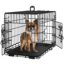 Yaheetech - Jaula Para Perros 61,5×41,5×47 Cm Doble Puerta Con Separador Transportin Perro De Viaje Jaula Metálica Plegable Con Bandeja Extraíble Para