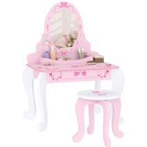 Aiyaplay - Kids Dressing Table Set, Two-piece Children Vanity Table With Stool