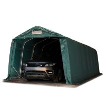 Toolport Carpa Garage 3,3x8,4 M Pvc 800 N De Alta Resistencia Garaje Portátil Cobertizo Compacto De Almacenamiento Refugio 100% Impermeable Verde