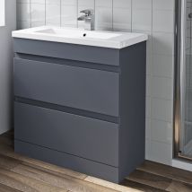 Artis - Grey Gloss Bathroom Furniture Vanity Unit With Basin Sink Cabinet Storage 800mm Drawer