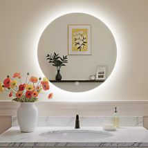 S'Afielina Badspiegel Mit Beleuchtung Rund Led Wandspiegel Badezimmerspiegel Mit Touch, Kaltweißes Licht Und Memory Funktion, 60cm