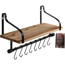 Mensola Da Bar A Parete Con 8 Ganci Rustici Galleggianti Per Tazze, Decorazione Per Bar/cucina - Kzq