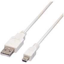 Usb-kabel Usb 2.0 Usb-a Stecker, Usb-mini-a Stecker 0.80 M Weiß Geschirmt 11.99.8708 - Value