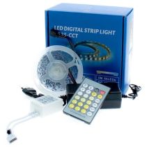Ilumstore - Iluminashop - Kit Tira Led 30w 12v 300led Ip20 Cct Con Mando Y Fuente De Alimentacion (5 Metros) 3000+4000+6000