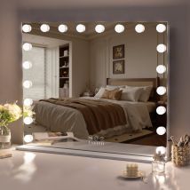 Fenchilin Beleuchteter Kosmetikspiegel Mit Led-beleuchtung, 20 Glühbirnen, 3 Einstellbare Helligkeitsstufen, Touchscreen Und 10-facher 