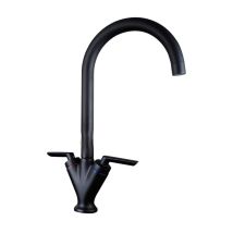 V Shape Dual Lever Kitchen Sink Mixer Tap - Black - Prima