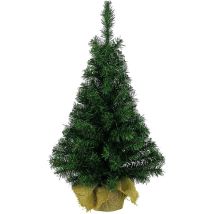 Kaemingk - Artificial Mini Christmas Festive Tree Green In Jute Bag - 60cm