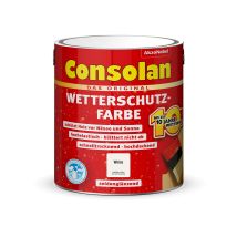 Consolan - Wetterschutz-farbe 2,5l Weiß Außen Deckend Holzfarbe Holzschutzfarbe
